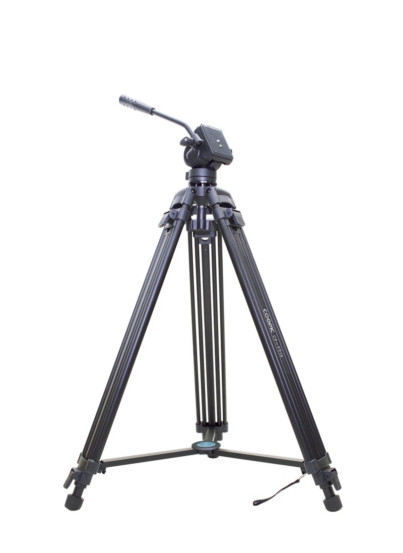 Coopic CP-VT10 Professional Heavy Duty Aluminum Alloy Video Tripod 360° Degree Fluid Drag Head Max Height 1700mm Compatible with Sony Canon Nikon DSLR Shooting Load up to 10KG  - Image 1