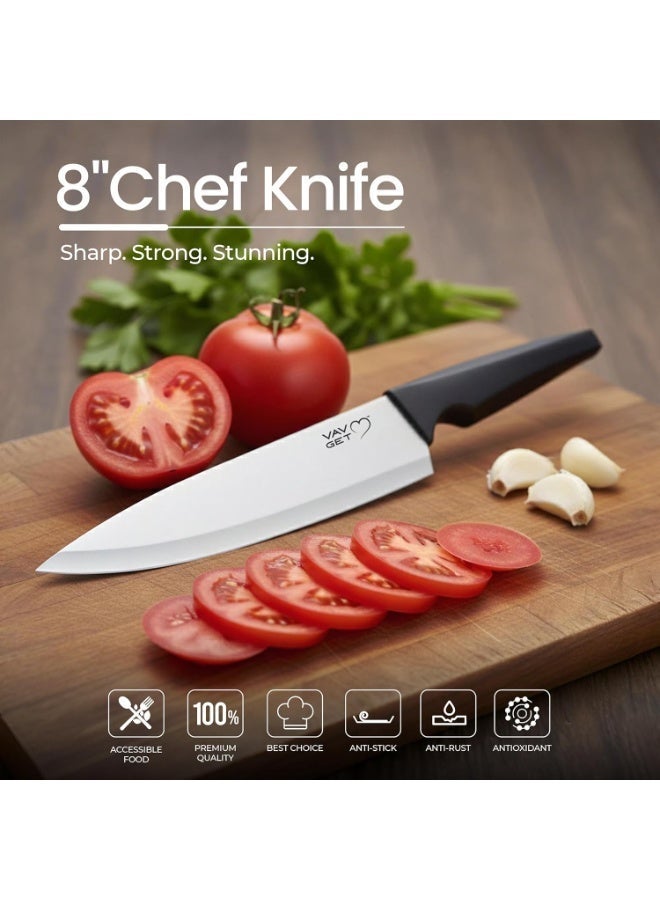 VAV GET 18-Piece Stainless Steel Knife Set with Protective Covers & Peeler - Black - Image 2