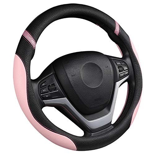 Cxtiy Steering Wheel Cover for Women Leather Universal Steering Wheel Covers for Car 15 inch (Pink) - Image 2