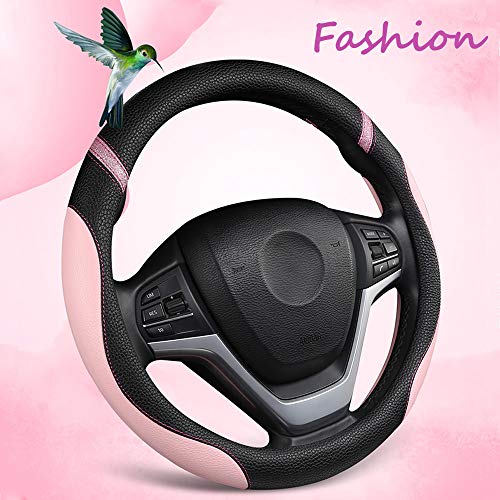 Cxtiy Steering Wheel Cover for Women Leather Universal Steering Wheel Covers for Car 15 inch (Pink) - Image 4