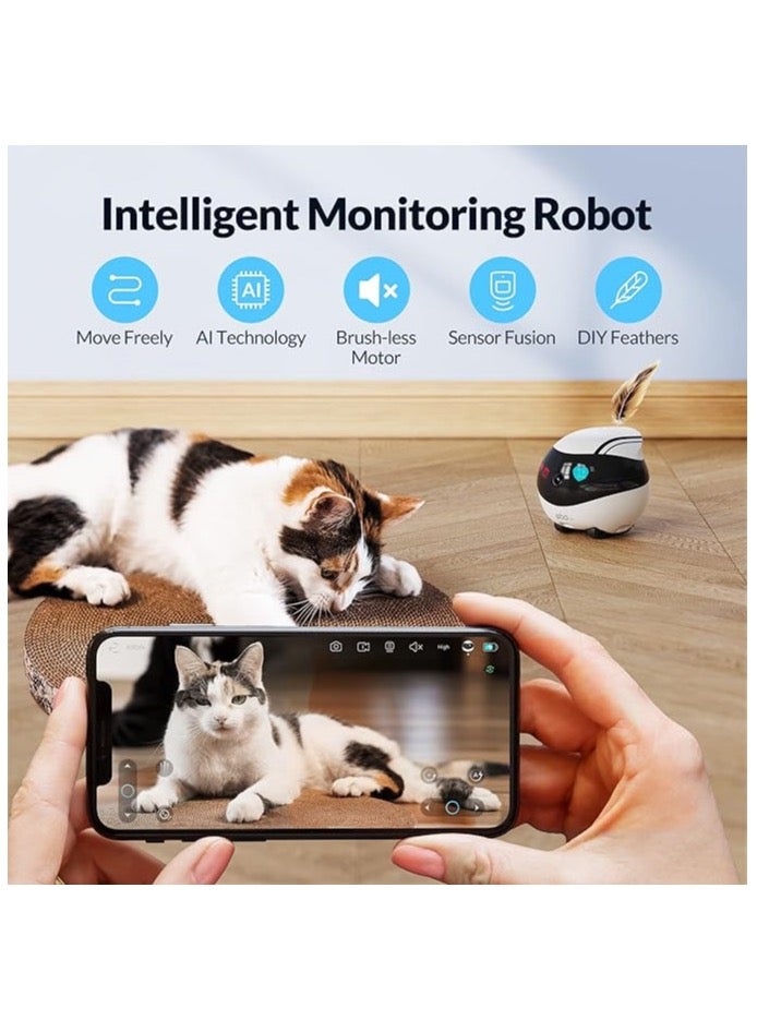 Enabot Enabot® EBO Air -Home Surveillance Pet Robot , 2 Way Talk, Night Vison, Wireless APP Remote Control Indoor Surveillance Robot, Movable Rechargeable Cam for Dog/Cat/Baby, SD Card Storage. [Full Pack Set + 12 Months International Warranty] - Image 4