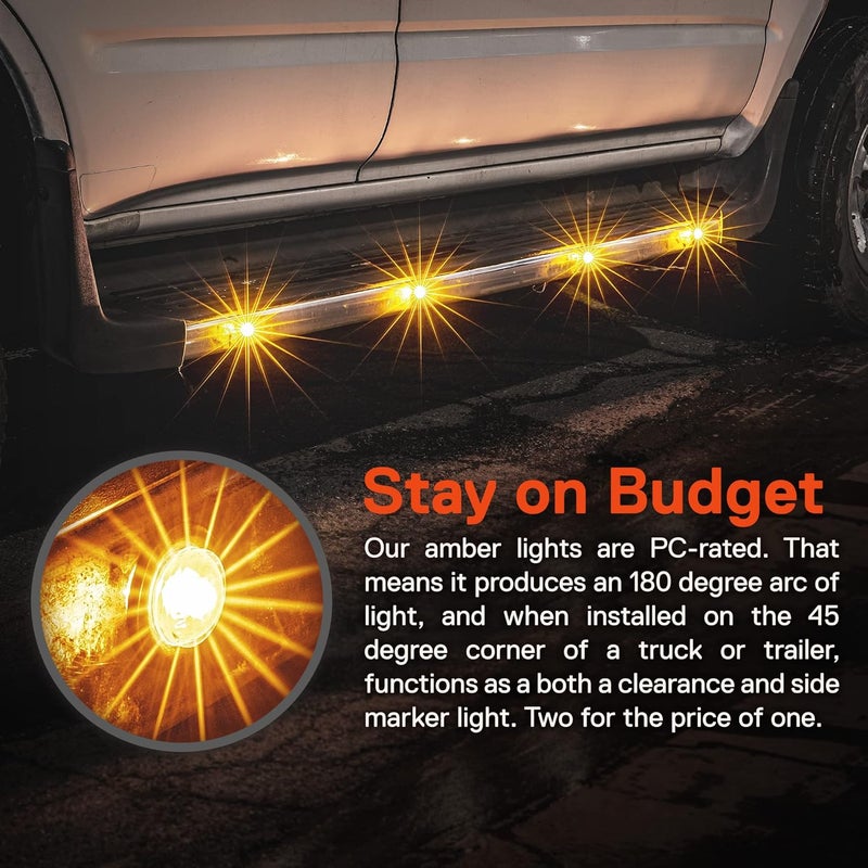 ONLINE LED STORE TRUE MODS 2pc 3/4" Inch Round Amber Trailer 12V LED Marker Light - IP67 Waterproof - Image 4