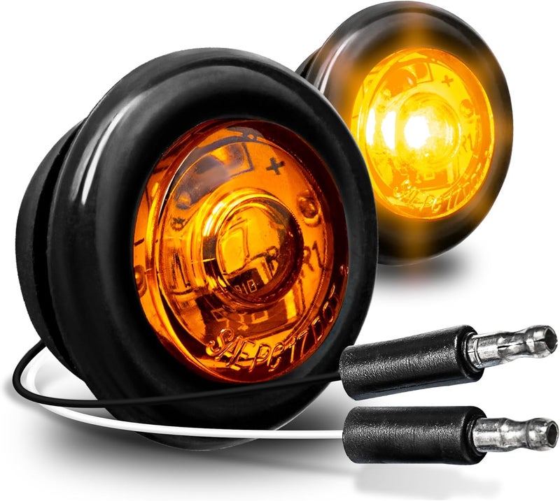 ONLINE LED STORE TRUE MODS 2pc 3/4" Inch Round Amber Trailer 12V LED Marker Light - IP67 Waterproof - Image 1
