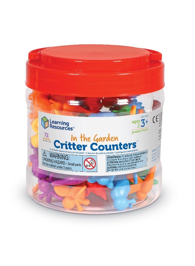ليرننج ريسورسز موارد التعلم في الحديقة، عدادات المخلوقات، مجموعة من 72، عدادات ذات طابع حشري للعد والفرز ومهارات الرياضيات المبكرة، مصنوعة من مادة البولي فينيل كلوريد المطاطية الناعمة، تتضمن حوض تخزين ودليل أنشطة، للأعمار من 3 سنوات فما فوق - Image 2