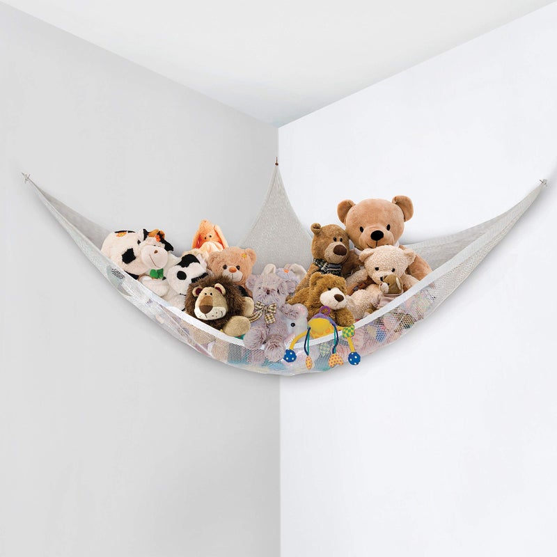 Little Chicks Plush Stuffed Animal Net Hammock Corner Organizer and Toy Holder Extra Large Hanging Storage for Kids Bedroom