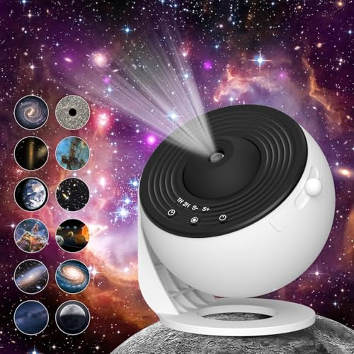 BeQuest: Quest For More Bequest Planetarium Galaxy Projector HD Image Star Light - 13 Film Discs Planetarium Projector, 360° Rotating, 1/2h Timer, Corded Electric, Led, 5 Volts, Black And White - Image 1
