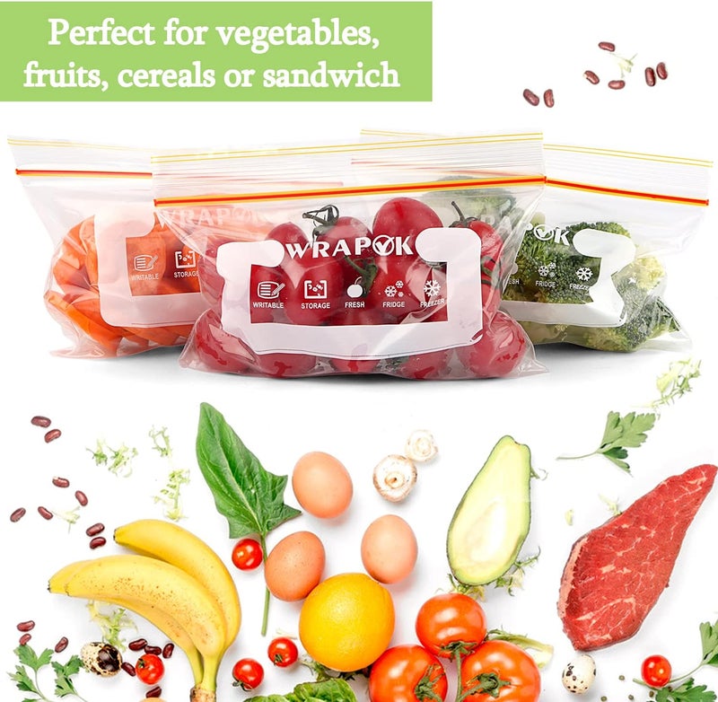 أكياس WRAPOK الصغيرة للسندويشات المجمدة، 100 كيس، أكياس وجبات خفيفة محكمة الإغلاق، علب غداء قابلة لإعادة الاستخدام لأطفال المدارس - 6.3 × 4 بوصة - Image 3