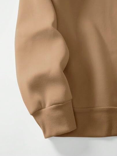 Trillion Polyester Blend Half Zipper Solid Modern Fit Sweatshirt For Men Khaki - Image 4