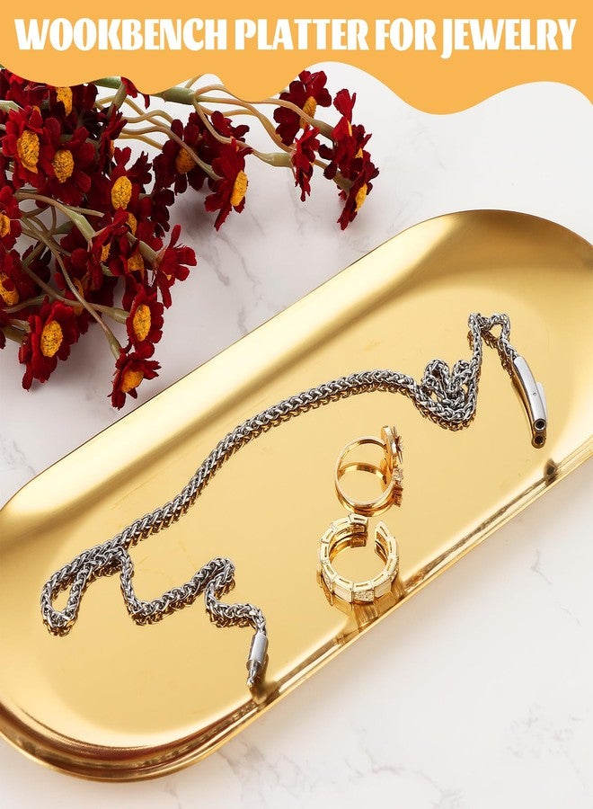 AKOLAFE 6PCS Stainless Steel Serving Tray Set Gold Platters for Serving Food Small Metal Tray Decorative 9" Long Plate Oval Storage Tray Thickened Serving Dishes for Entertain Party Buffet Sushi Snack - Image 4