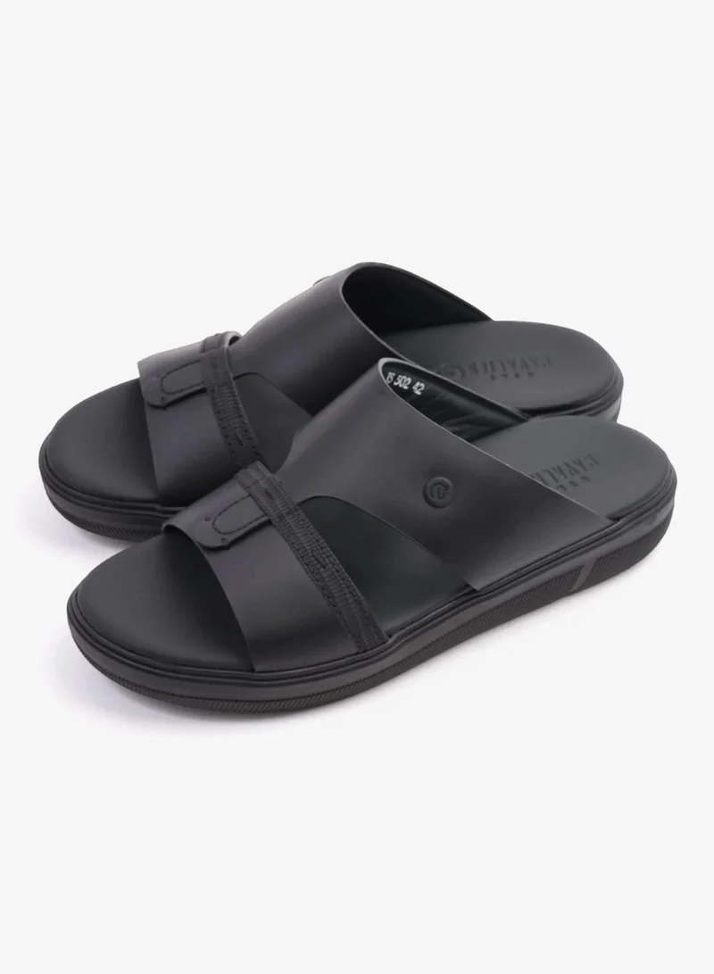 اومو كافالير UOMO CAVALIER SLEEK ARABIC LEATHER SANDALS MEN'S BLACK