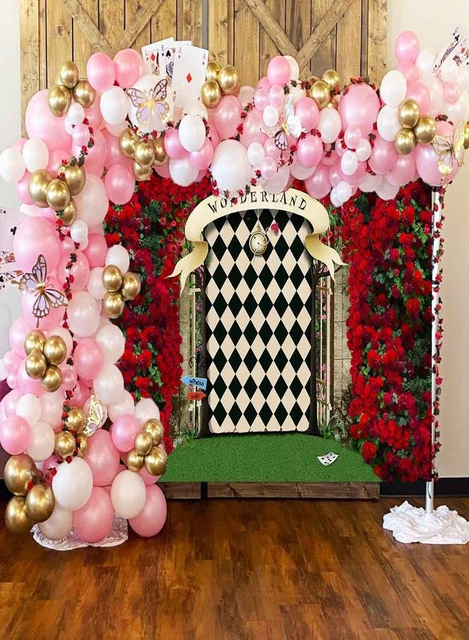 Sensfun Wonderland Backdrop for Photography,Wonderland Tea Party Backdrops Fairy Tale Rose Flower Garden Gate Background for Girls Birthday Baby Shower Decorations Banner Newborn Photo Props 7x5ft - Image 3