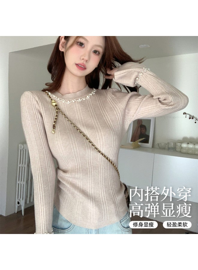 Modal Sweet And Stylish Spring And Autumn Soft Comfortable Fashionable Korean-Style Inner Wear Slim Fit Women'S Knitwear Top - Image 2
