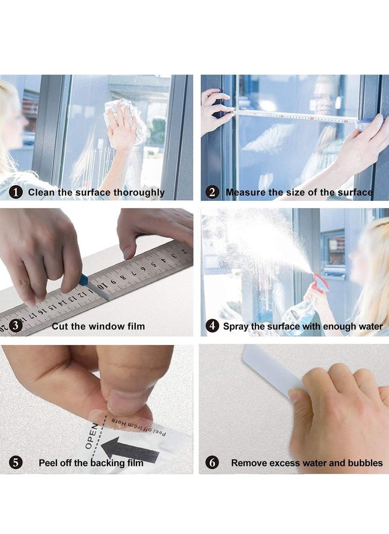 Y&D - Privacy Window Films, Self Adhesive Frosted Opaque Glass Film, for Bathroom Door, Decorative Stickers, UV Blocking Heat Control Coverings, Home Office, Front Door(45 * 200cm) - Image 1