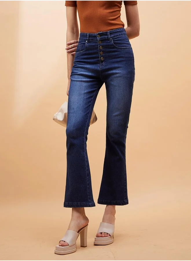 ساسافراس Mid Rise Bootcut Jeans with Button Fly