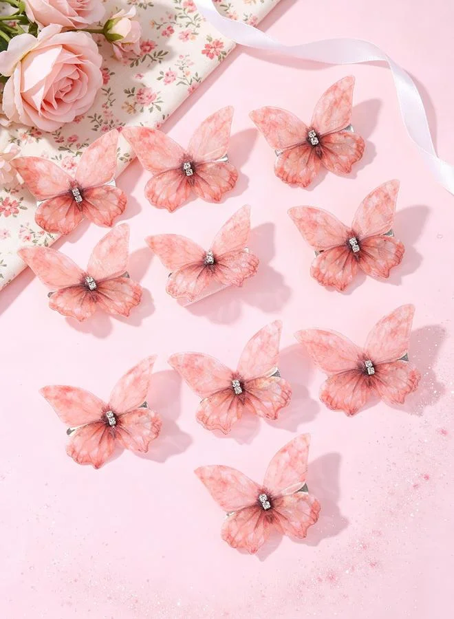 تايك تو Pack of 10 - Girls Rhinestone Embellished Butterfly Hair Accessories