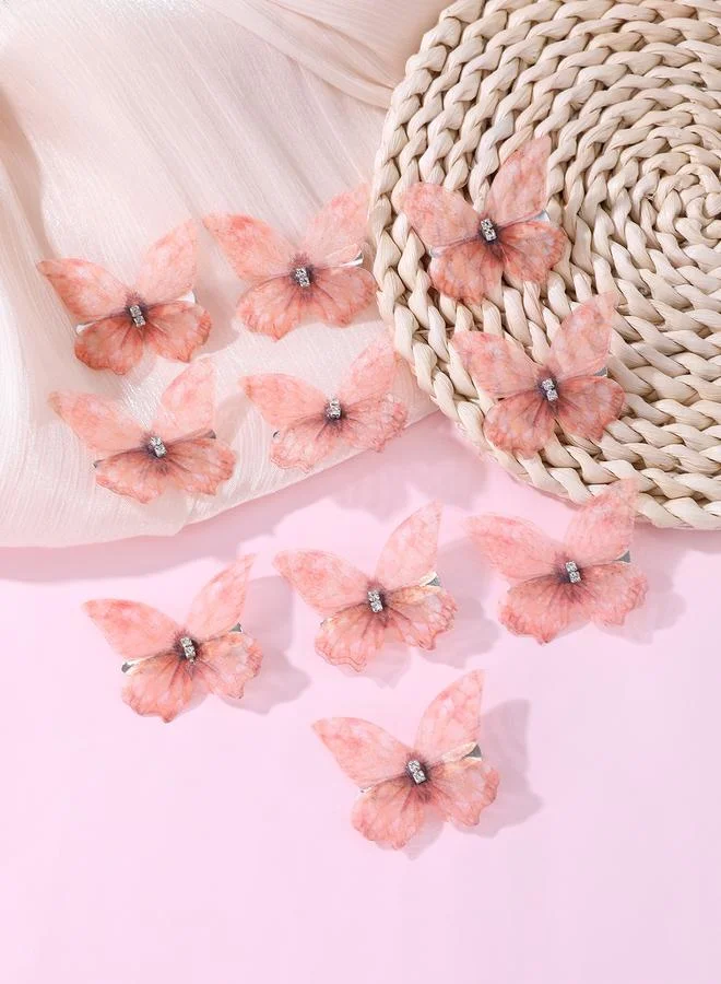تايك تو Pack of 10 - Girls Rhinestone Embellished Butterfly Hair Accessories