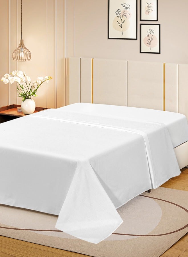 القيلولة زين ملاءات سرير مسطحة من القطن المصري الخالص بنسبة 100%، فائقة النعومة، عدد خيوط 800 عالية الجودة، قطن ناعم ومريح، مقاوم للبهتان والتجاعيد، ملاءات سرير بيضاء - Image 1