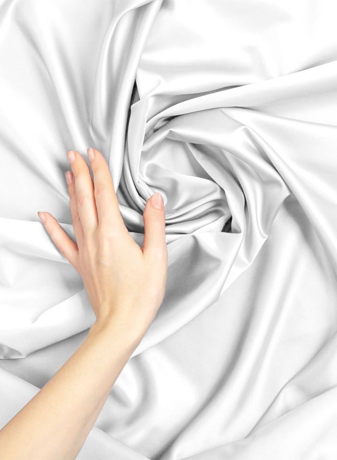 القيلولة زين ملاءات سرير مسطحة من القطن المصري الخالص بنسبة 100%، فائقة النعومة، عدد خيوط 800 عالية الجودة، قطن ناعم ومريح، مقاوم للبهتان والتجاعيد، ملاءات سرير بيضاء - Image 3