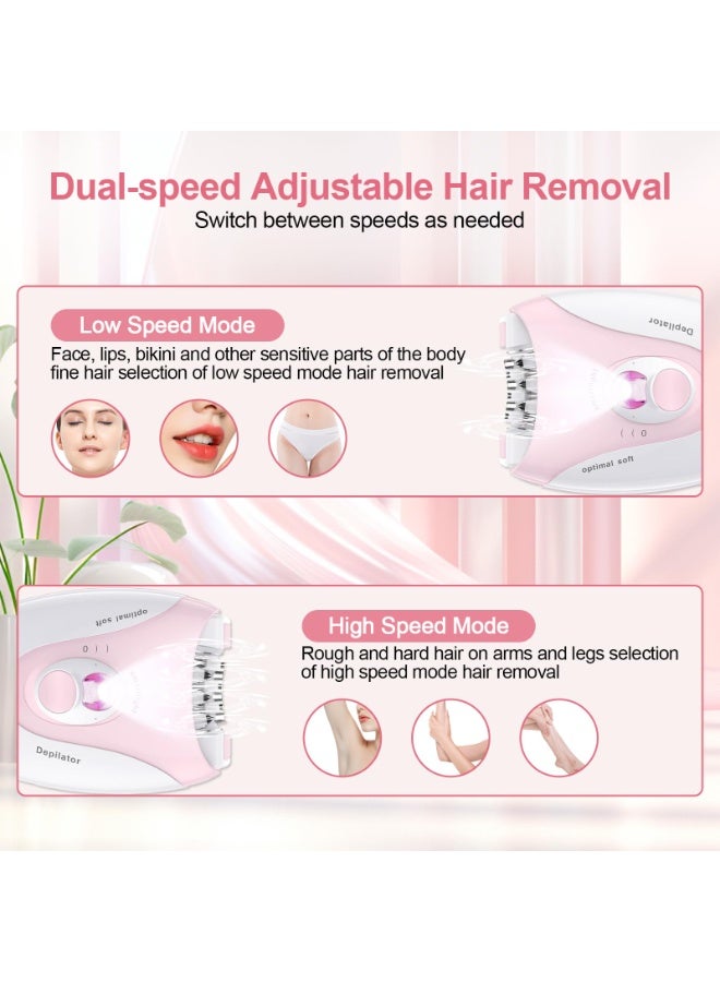كيدا جهاز إزالة شعر للنساء، سرعتان لإزالة شعر الوجه مع ضوء LED، جهاز لاسلكي لإزالة الشعر جافًا ورطبًا، جهاز قابل لإعادة الشحن لإزالة شعر الوجه ومنطقة البكيني والذراعين والساقين والوجه - Image 5
