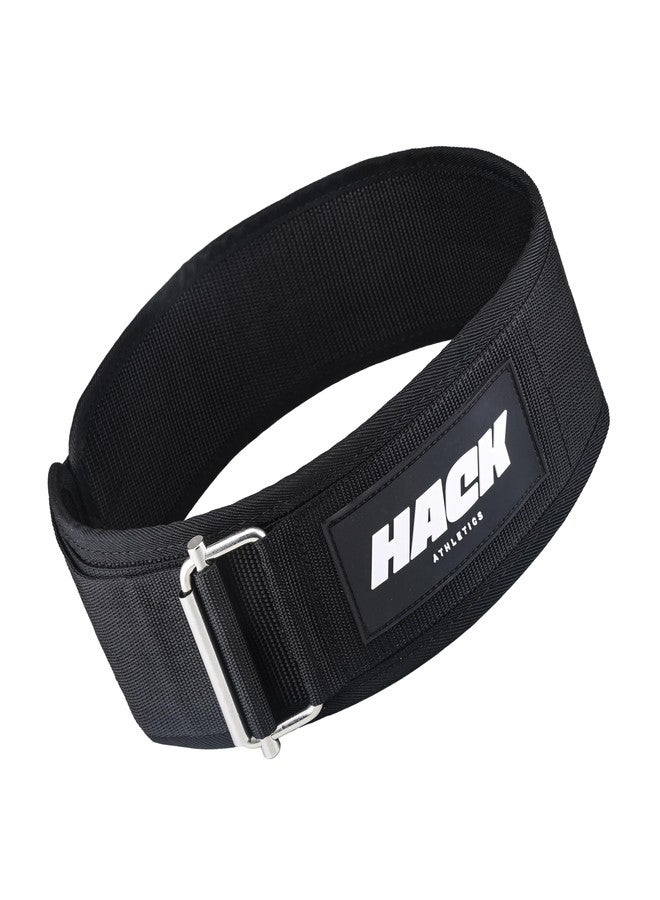 Hack Athletics Premium Quick Locking Weight Lifting Nylon Velcro Belt- Powerlifting Belt for Men & Women for Lower Back Support, CrossFit, Multipurpose Gym Workouts Deadlifts Squats. (Black, XL) - Image 1