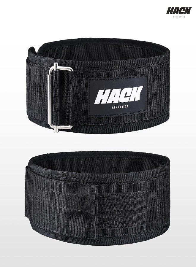 Hack Athletics Premium Quick Locking Weight Lifting Nylon Velcro Belt- Powerlifting Belt for Men & Women for Lower Back Support, CrossFit, Multipurpose Gym Workouts Deadlifts Squats. (Black, XL) - Image 2