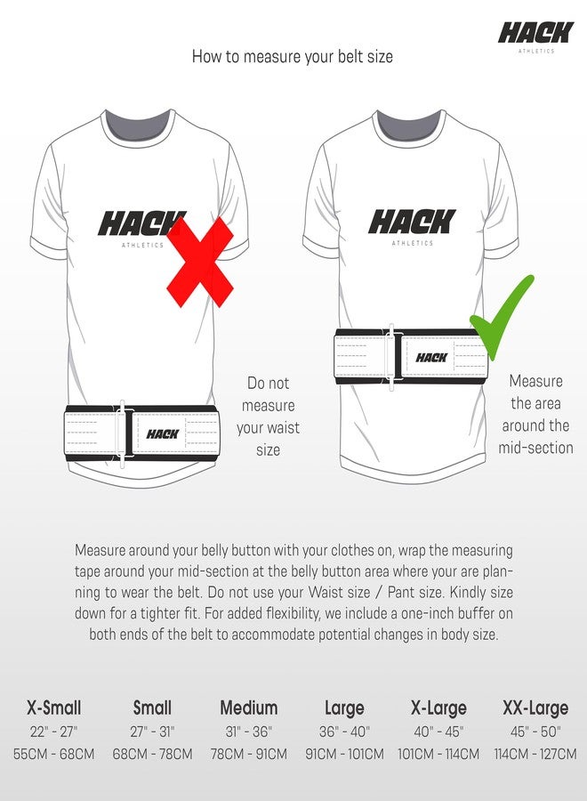 Hack Athletics Premium Quick Locking Weight Lifting Nylon Velcro Belt- Powerlifting Belt for Men & Women for Lower Back Support, CrossFit, Multipurpose Gym Workouts Deadlifts Squats. (Black, XL) - Image 5