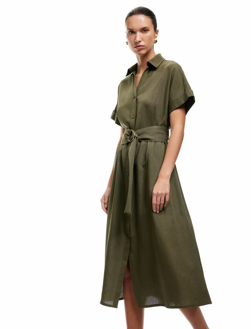 كوتون Short-Sleeve Shirt Dress