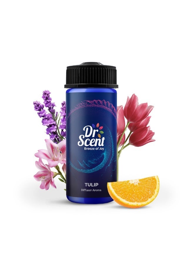 BREEZE OF JOY DIFFUSER AROMA OIL  TULIP | LUXURIOUS FRAGRANCE WITH APPLE AND BRAZILIAN ORANGE BASE, LAVENDER, LYCHEE AND PEACH MIDDLE, LILY, JASMINE, AND MAGNOLIA AS BOTTOM NOTES. (170ML)
