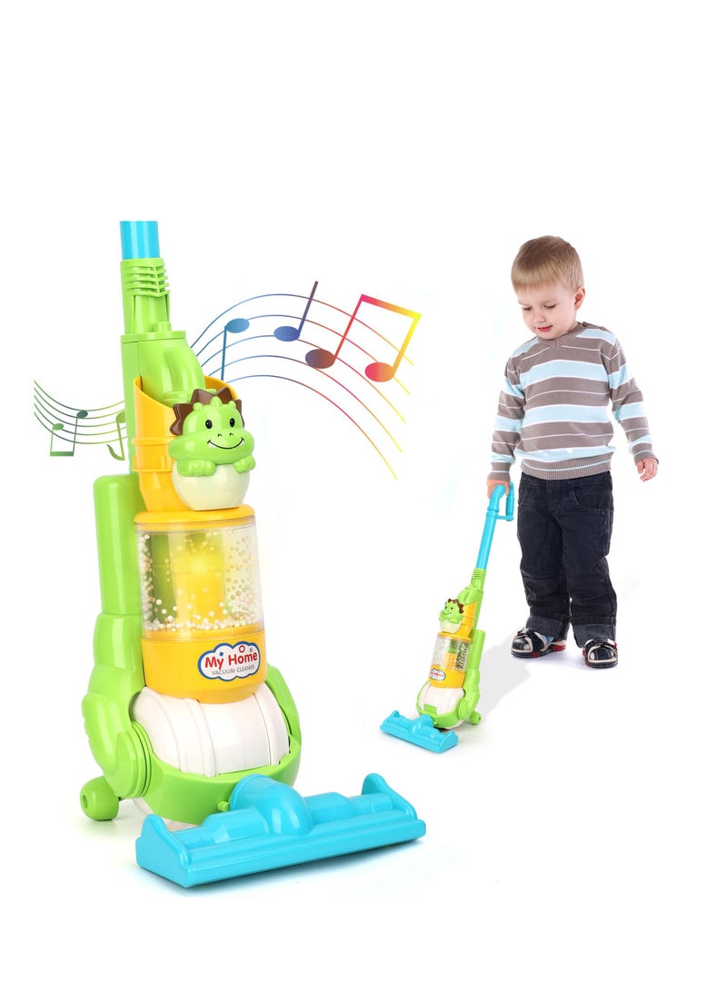 Excefore Kids Vacuum Cleaner Toy for Toddler, Pretend Kids Vacuum Cleaner with Light & Realistic Sounds, Pretend Role Play, Toy Vacuum Housekeeping Cleaning Play Set, Learning Toys for Children, Green - Image 1