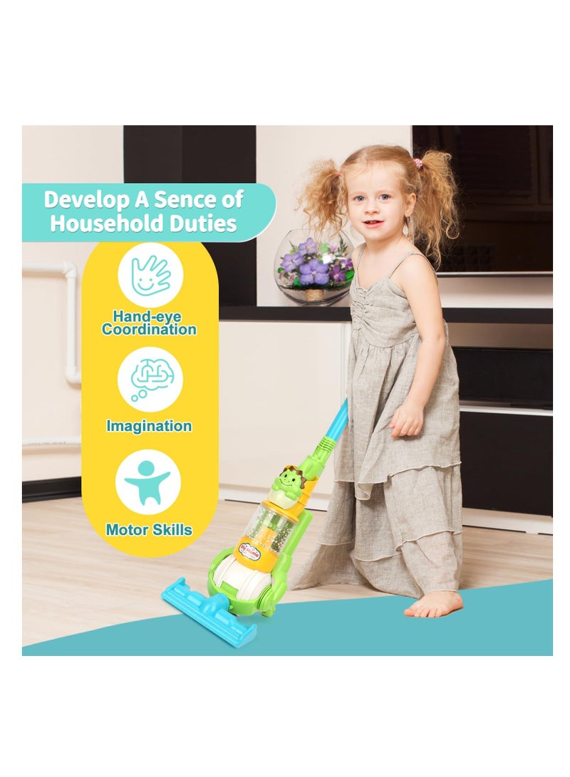 Excefore Kids Vacuum Cleaner Toy for Toddler, Pretend Kids Vacuum Cleaner with Light & Realistic Sounds, Pretend Role Play, Toy Vacuum Housekeeping Cleaning Play Set, Learning Toys for Children, Green - Image 2