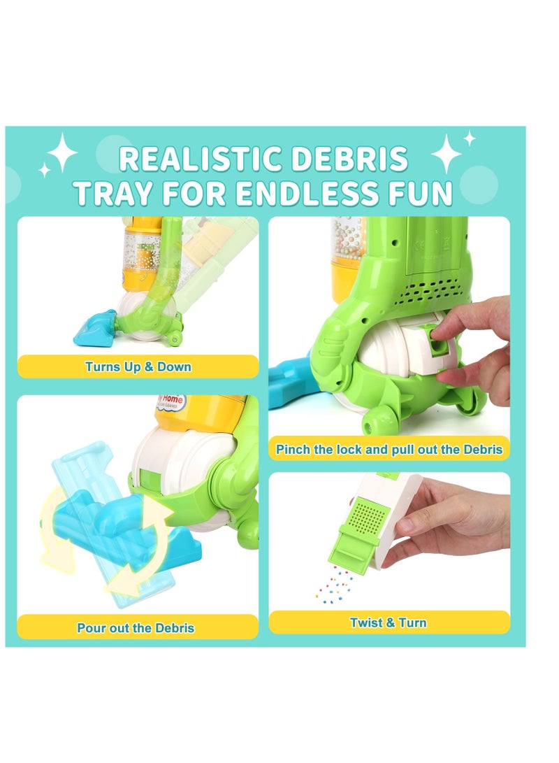 Excefore Kids Vacuum Cleaner Toy for Toddler, Pretend Kids Vacuum Cleaner with Light & Realistic Sounds, Pretend Role Play, Toy Vacuum Housekeeping Cleaning Play Set, Learning Toys for Children, Green - Image 5