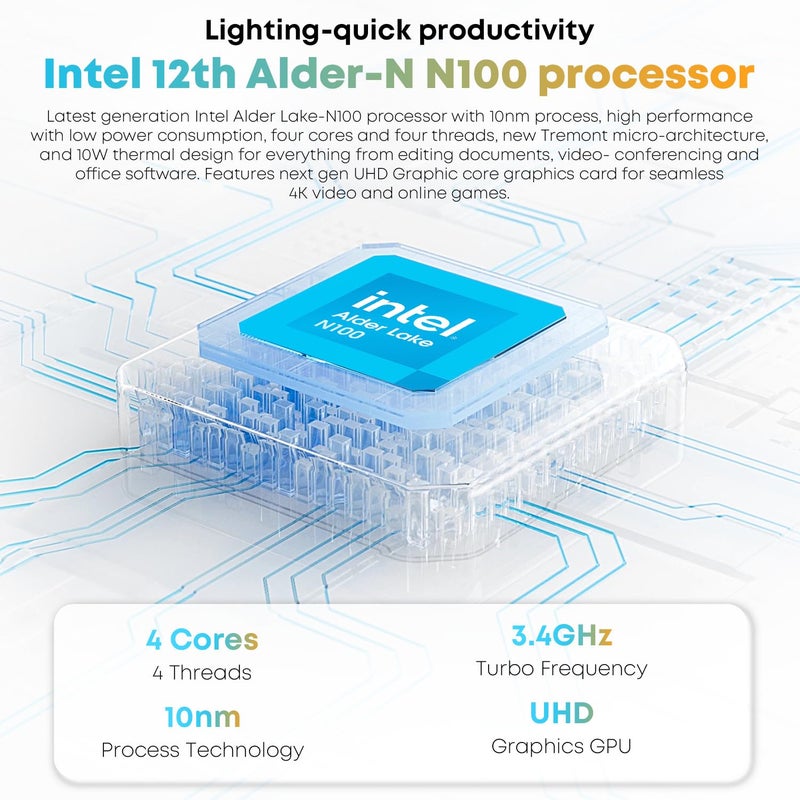 Chuwi حاسوب محمول CHUWI MiniBook X 2 في 1 بشاشة تعمل باللمس 10.51 بوصة، 512 جيجابايت SSD، 12 جيجابايت RAM، إنتل N100 (حتى 3.4 جيجاهرتز)، حاسوب محمول قابل للتحويل بنظام ويندوز 11، قابل للتوسيع حتى 1 تيرابايت SSD، 1920x1200، لوحة مفاتيح مضاءة، واي فاي 6، بلوتوث 5.2، كاميرا ويب - Image 2
