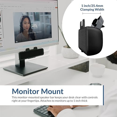 Cyber Acoustics سماعة حاسوب سايبَر أكوستكس (CA-2890) – سماعة حاسوب ستيريو لتجربة صوت رقمية كاملة، تثبت بسهولة على الشاشة - Image 2