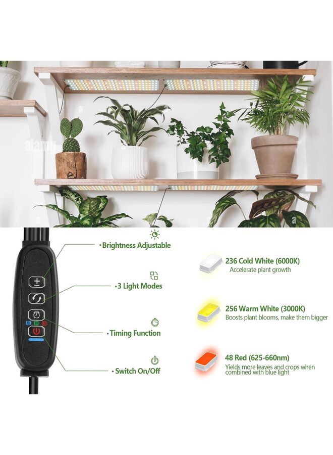 540 LED Grow Lights for Indoor Plants Full Spectrum with Timer 3 Light Modes 10 Level Dimmable, Plant Light for Indoor Growing Hanging Grow Lamp for Seed Starting - Image 2