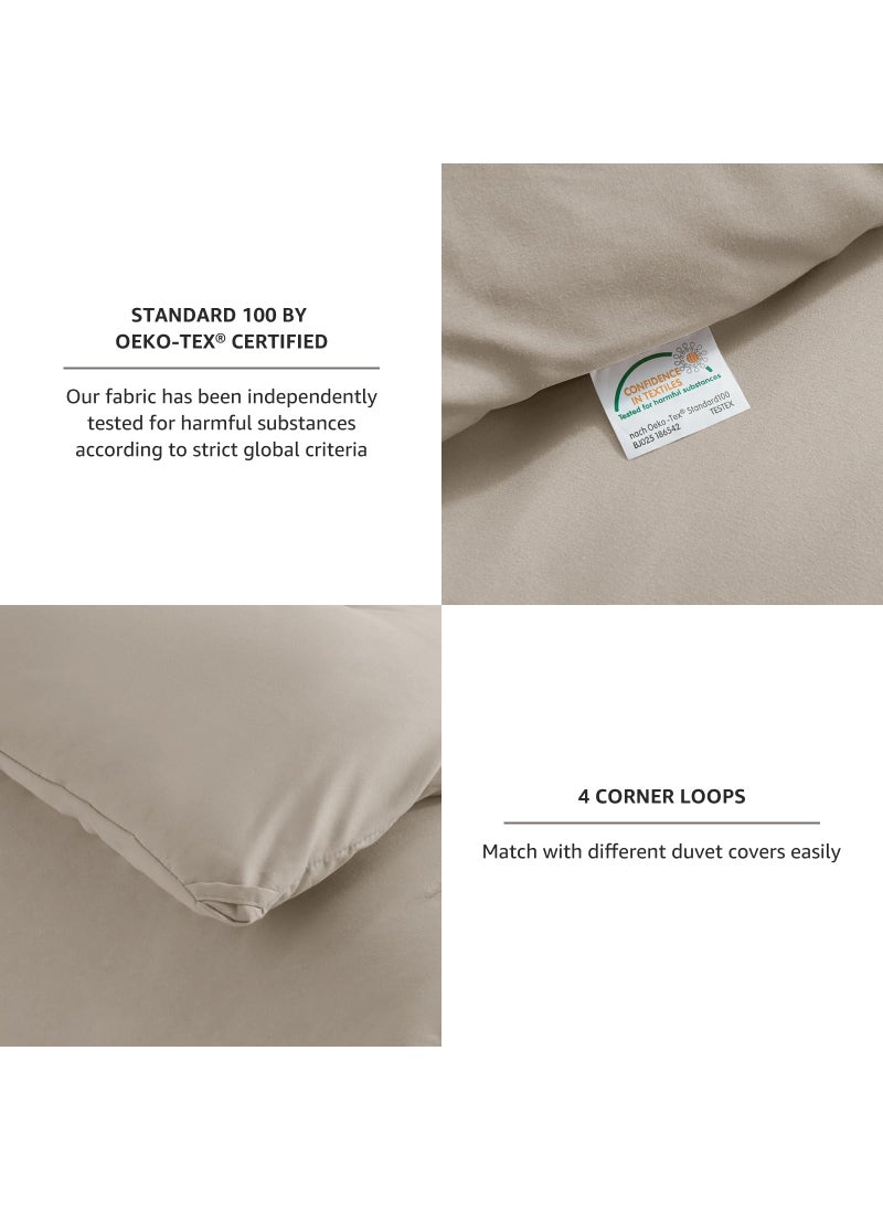 CozyLux CozyLux Oatmeal Comforter Set Full Size  3 Pieces Solid Breathable Quilted Style Bedding Sets  Luxury Fluffy Soft Microfiber Comforter for All Season (1 Comforter & 2 Pillowcases)  - Image 5