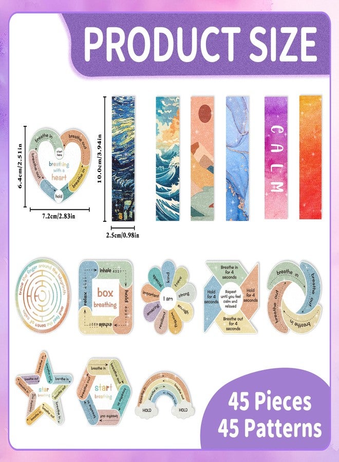 Bsenhe 45PCS Calm Strips for Anxiety Sensory Stickers Anxiety Relief Items Mental Health Stickers for Office Classroom Relieve Stress Sensory Sticker Different Textures 30 Sensory Strips 15 Special Shapes - Image 2