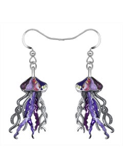 Newei Cute Enamel Whale Octopus Jellyfish Shark Earrings Dangle Jewelry for Women Sea Animals Gifts (Purple Jellyfish)  - Image 1