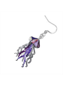 Newei Cute Enamel Whale Octopus Jellyfish Shark Earrings Dangle Jewelry for Women Sea Animals Gifts (Purple Jellyfish)  - Image 4