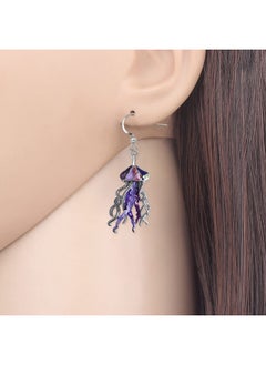 Newei Cute Enamel Whale Octopus Jellyfish Shark Earrings Dangle Jewelry for Women Sea Animals Gifts (Purple Jellyfish)  - Image 2