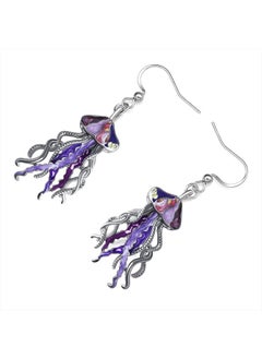 Newei Cute Enamel Whale Octopus Jellyfish Shark Earrings Dangle Jewelry for Women Sea Animals Gifts (Purple Jellyfish)  - Image 3