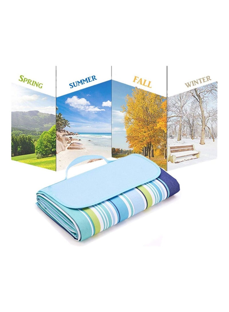 BLOOMING TIME Waterproof Foldable Outdoor Camping Mat Widen Picnic Plaid Beach Blanket Baby Multiplayer Tourist 145x180cm, Blue  - Image 3