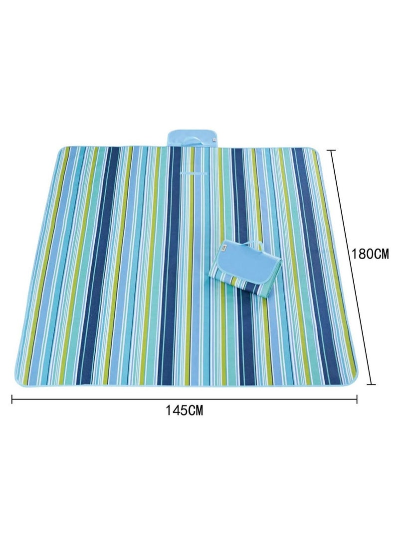 BLOOMING TIME Waterproof Foldable Outdoor Camping Mat Widen Picnic Plaid Beach Blanket Baby Multiplayer Tourist 145x180cm, Blue  - Image 4