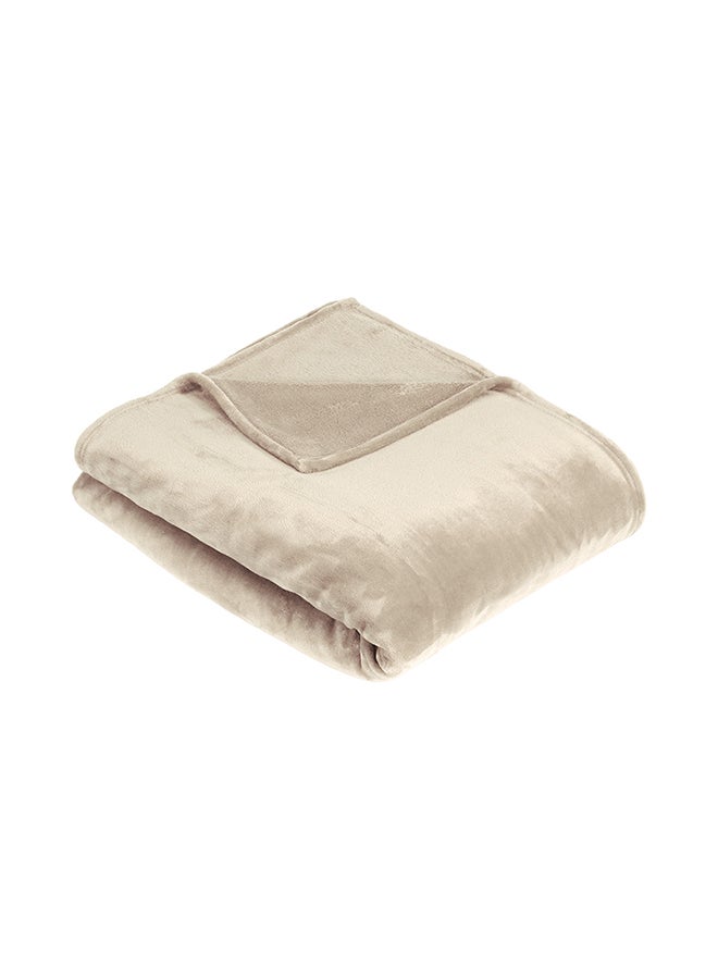 Moon 1 Piece Soft Bed Blanket Queen Size flannel Beige - Image 2