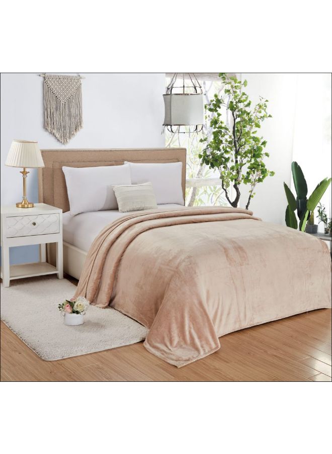 Moon 1 Piece Soft Bed Blanket Queen Size flannel Beige - Image 1