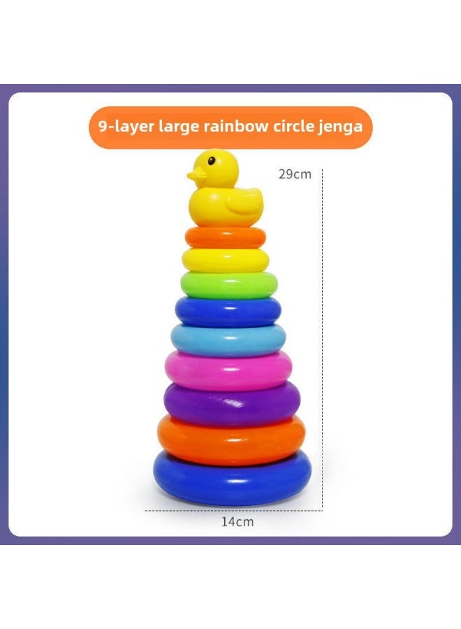 Baby Development Intelligence Rainbow Tower Ring Stacking Music Early Education 0-1-2 Years Old Baby Tumbler Toy-Color:9 Layers Of Stacking Music - Image 1