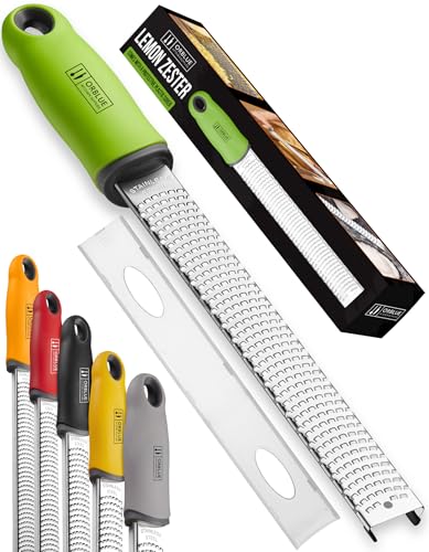 Orblue Lemon Zester & Cheese Grater - Premium Citrus Zester, Kitchen Grater for Parmesan, Chocolate, Fruits, Vegetables, Ginger, Garlic, Nutmeg - Stainless Steel Blades with Protective Cover, Green - Image 1