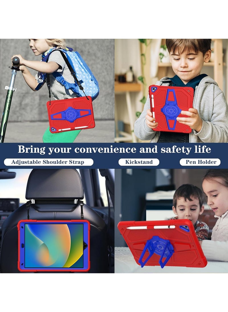 general iPad 9th/8th/7th Generation (2021/2019/2020) 10.2-inch Case with Pen Holder and Shoulder Strap, Heavy Duty Shock Resistant Rugged Case with Stand for Kids Girls Boys - Image 4
