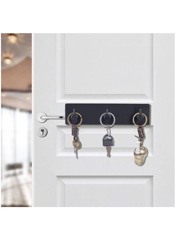 Key Holder Wall Mount, Small Metal Self Adhesive Key Hanger with 3 Hooks, Extra Adhesive Strip, Black  - Image 2