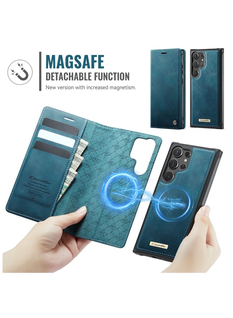 CaseMe Phone Case Cover Luxury PU Leather Design Flip Cover Card Slot Holder Support Magnetic wireless charging Back Cover detachable Compatible with Samsung Galaxy S24 Ultra  ( Green ) - Image 4