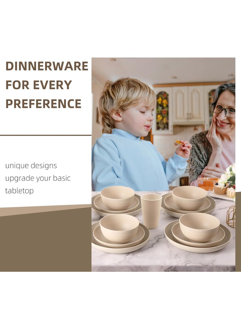 موثوقية التنبؤ طقم أدوات مائدة من قش القمح، أدوات مائدة غير قابلة للكسر لـ 8 أشخاص، أدوات مائدة قابلة لإعادة الاستخدام، طقم من 16 طبقًا، 8 أوعية، 8 أكواب (أبيض فاتح) - Image 5